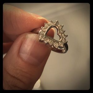 Silver and Diamond Heart Ring